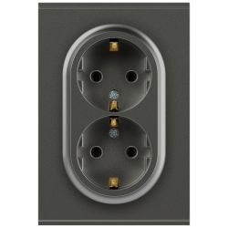 Розетка ЭРА Arktik 16-2105-06 двойная с заземлением 2X2P+E Schuko со шторками 16А-250В графит | Эра Arktik