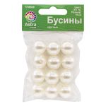 Бусины пластик (жемчуг) ⌀16 мм, 25 г, Astra&Craft, 001 NL белый
