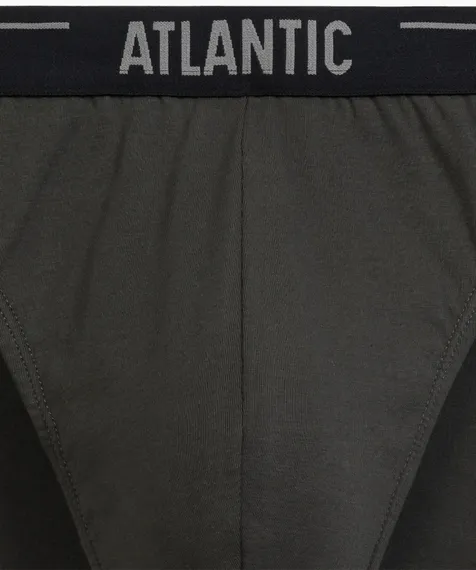 Мужские трусы (3шт) слипы спорт Atlantic 3MP-094, хлопок, темно-фиолетовый + черный + темный хаки