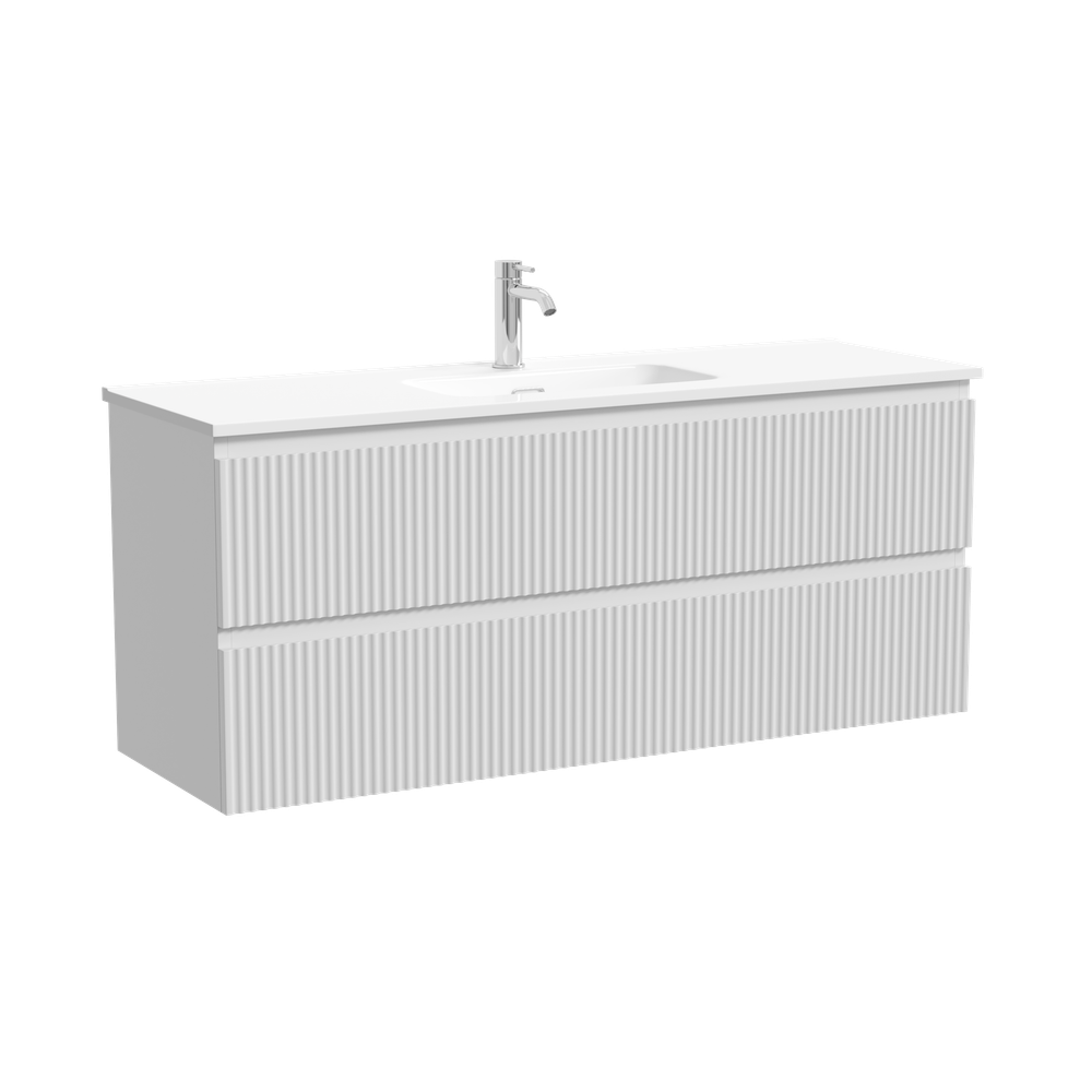 Тумба подвесная SANCOS Сноб Р (Snob R) 1195х390х500, c двумя ящиками оснащенными доводчиками, Белый матовый (Bianco), арт.SNR120/39W