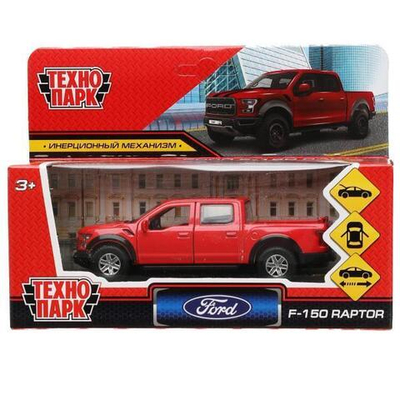 Модель ин. мет. "Ford F150 Raptor" 12см, двери, багаж, красный, в коробка F150RAP-12-RD (Технопарк)