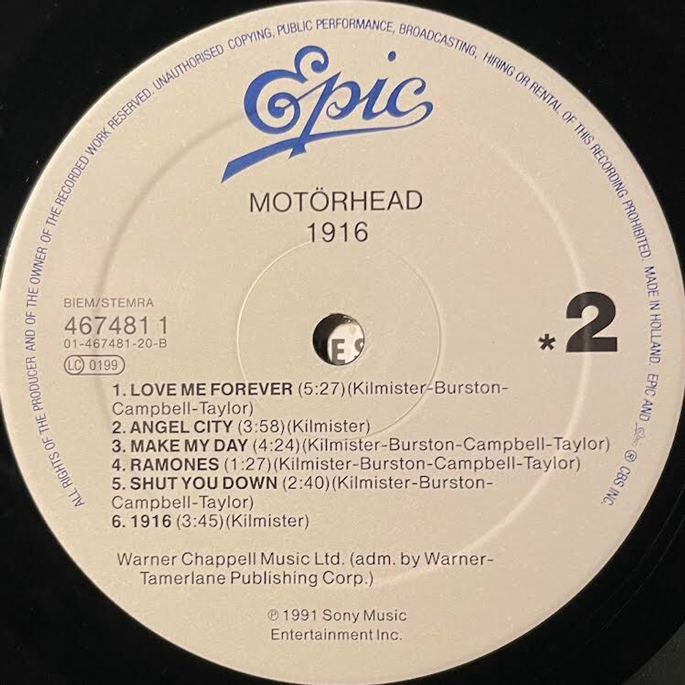 Motorhead ‎– 1916 (Голландия 1990г.)