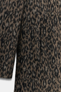 ZARA ДЛИННОЕ ПАЛЬТО С АНИМАЛИСТИЧЕСКИМ ПРИНТОМ — ZW COLLECTION, ЛЕОПАРДОВЫЙ/НЕЖНО-КОРИЧНЕВЫЙ