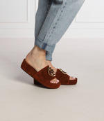 Шлепанцы кожаные woven TORY BURCH - коричневый(136989)