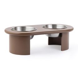 Миска двойная на подставке Плато цвета мокко из коллекции Pets Essential