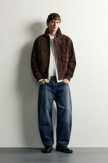 ZARA ДЖИНСЫ TAPERED WIDE LEG, СИНИЙ