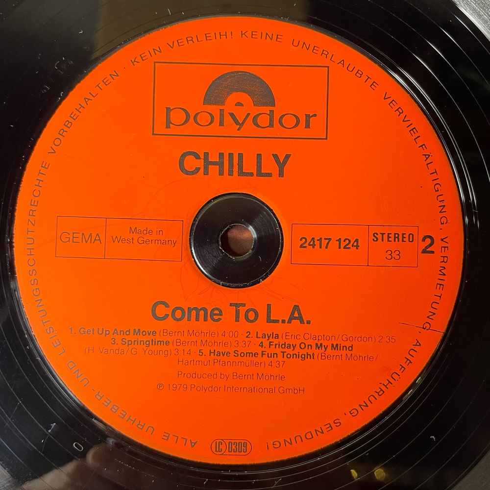 Винтажная виниловая пластинка LP Chilly Come To L.A. (Германия 1979)