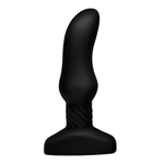 Черная анальная вибропробка с пультом ДУ Curved Rimming Plug Slim M - 13,9 см. (Цвет: черный)
