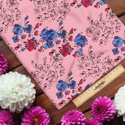 Ткань мембрана красные и синие цветы