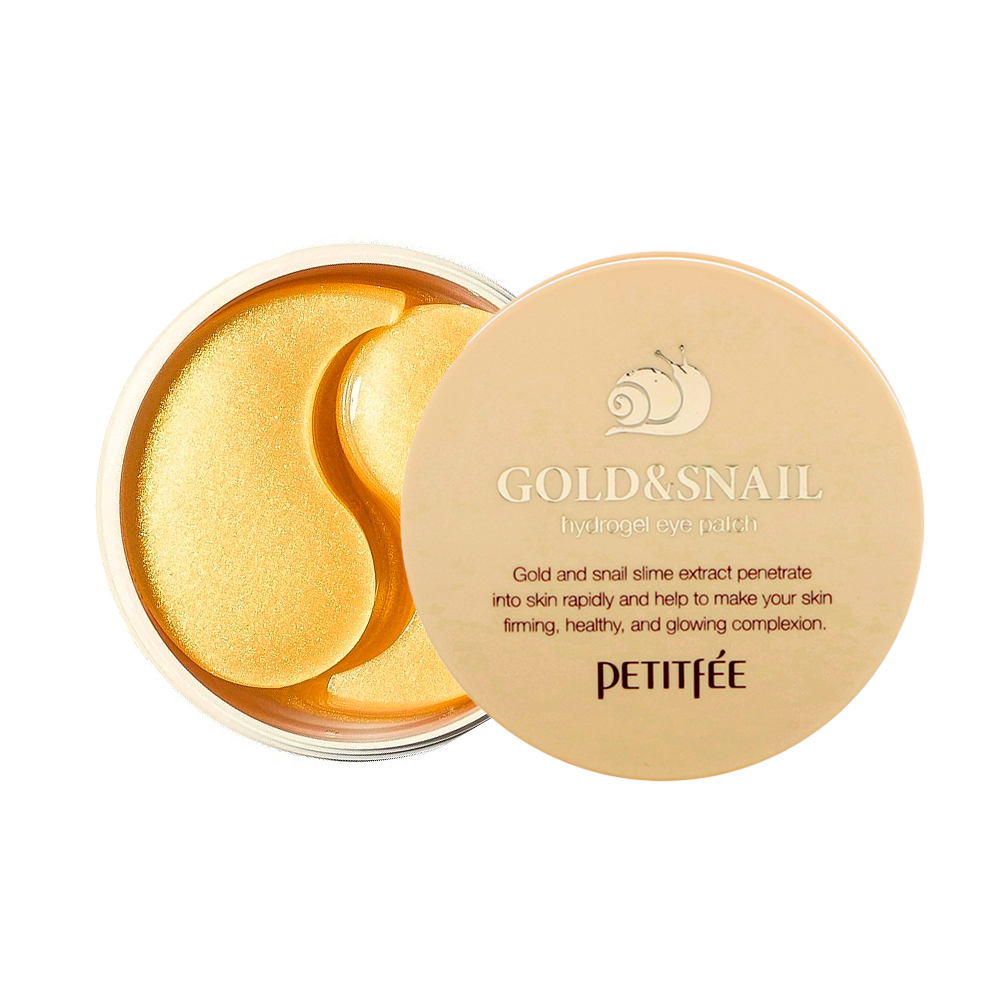 Гидрогелевые патчи для век с муцином улитки Petitfee Hydro Gel Eye Patch Gold & Snail Срок март 2027