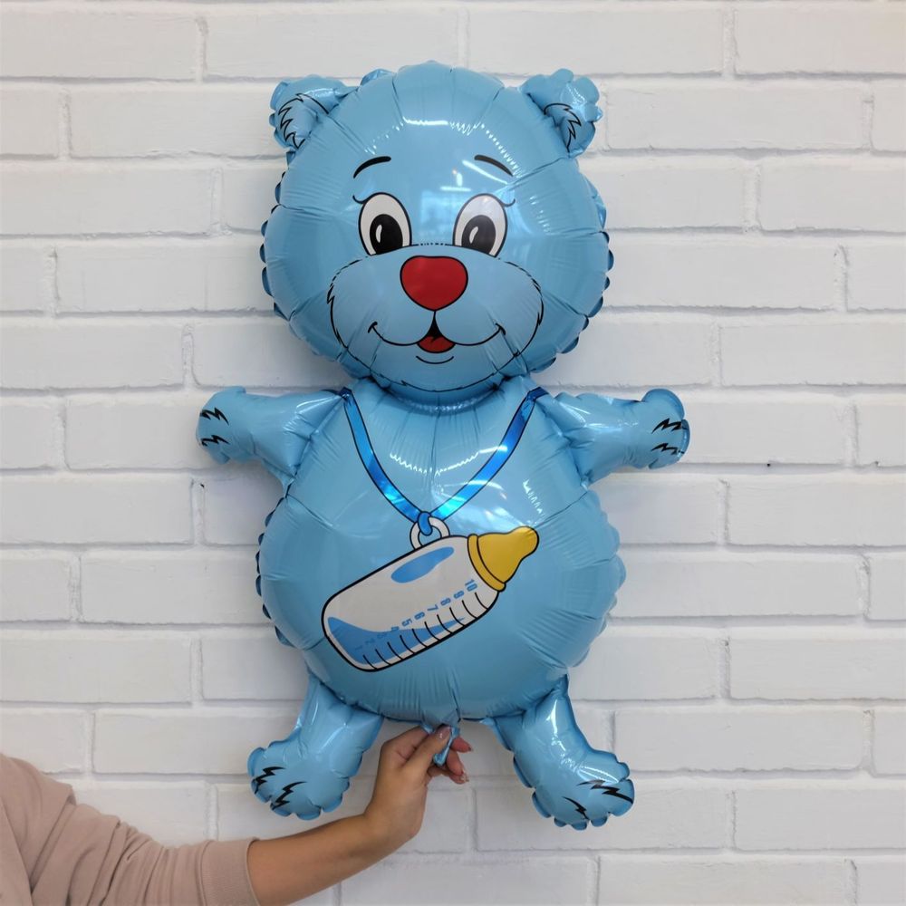 F Шар фигура Медведь Медвежонок мальчик (синий) 32"/81 см (БГ-35)  Изображение2