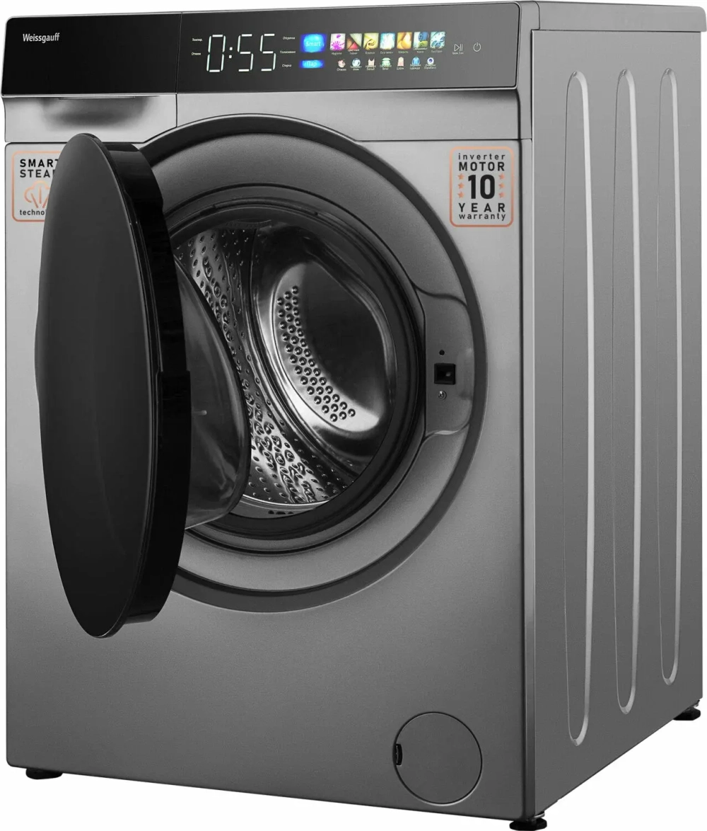 Стиральная машина WEISSGAUFF INVERTER STEAM SILVER WM 998 (432451)