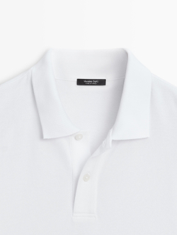 Massimo Dutti Поло из рельефного хлопка, белый