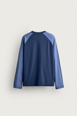 ZARA - FRUIT OF THE LOOM™ ФУТБОЛКА С ДЛИННЫМ РУКАВОМ, СИНИЙ