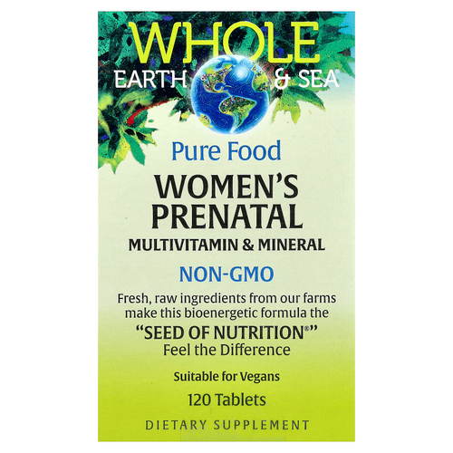 Natural Factors, Whole Earth & Sea®, пренатальные мультивитамины и минералы для женщин, 120 таблеток
