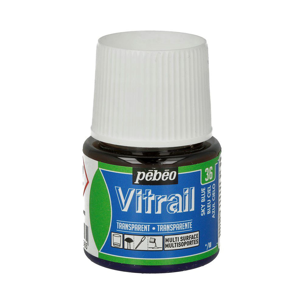 Краска для стекла и металла лаковая прозрачная Vitrail 45 мл, 050-036 небесно-голубой, Pebeo