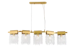 Люстра подвесная NewRgy 5630P/5A PLATING BRASS+CLEAR, 5×40 Вт, прозрачная и латунная