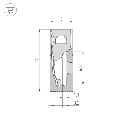 Силиконовый профиль WPH-FLEX-0616-SIDE-S9-5m FULL BLACK (Arlight, Силикон)