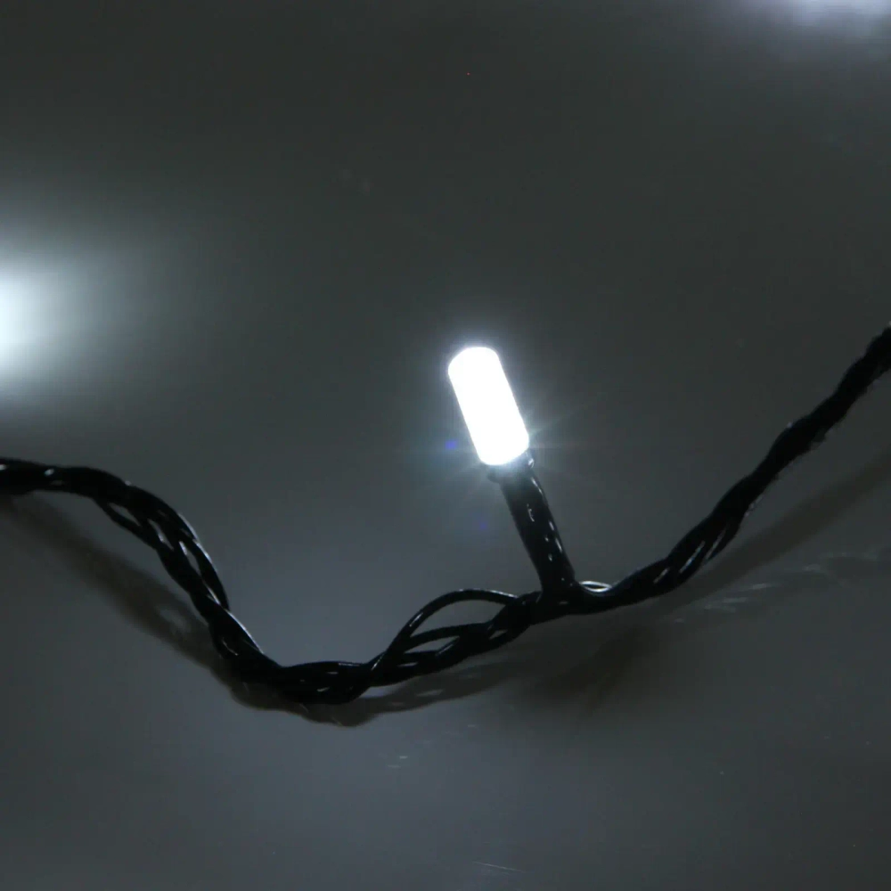Гирлянда для дома НИТЬ «Хрусталь» 8 м 50 ламп LED, черный пров,IP-40. 8 режимов, Белый (возможность соединения)