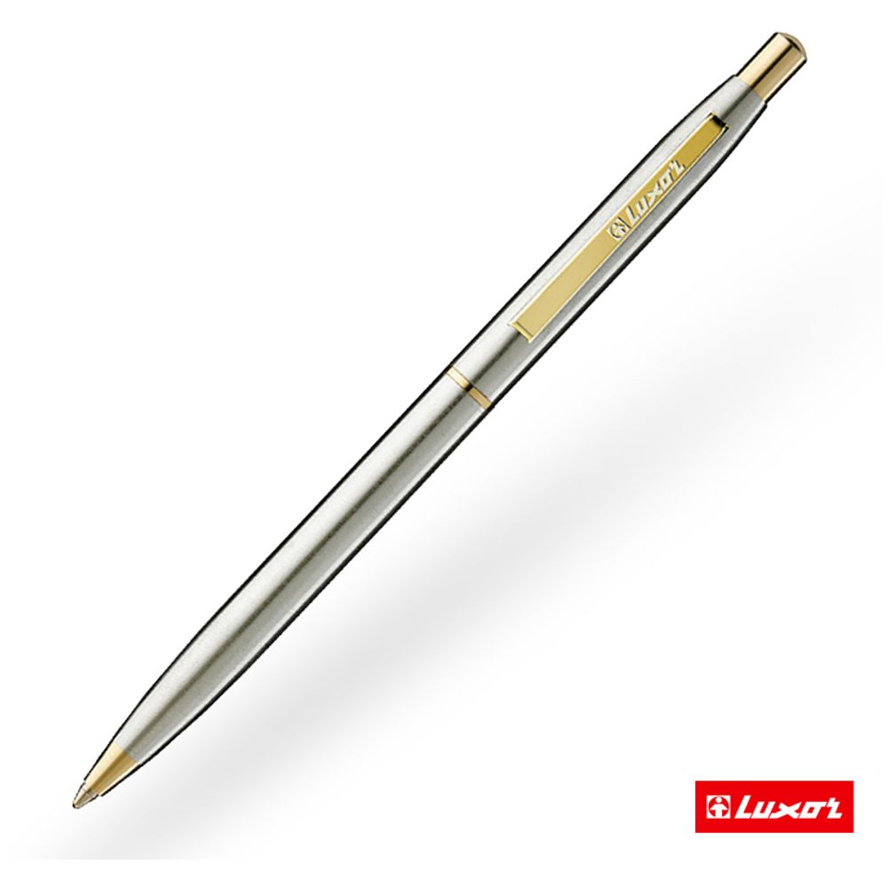 Ручка шариковая Luxor "Sterling" синяя, 1,0мм, корпус хром/золото, кнопочный механизм