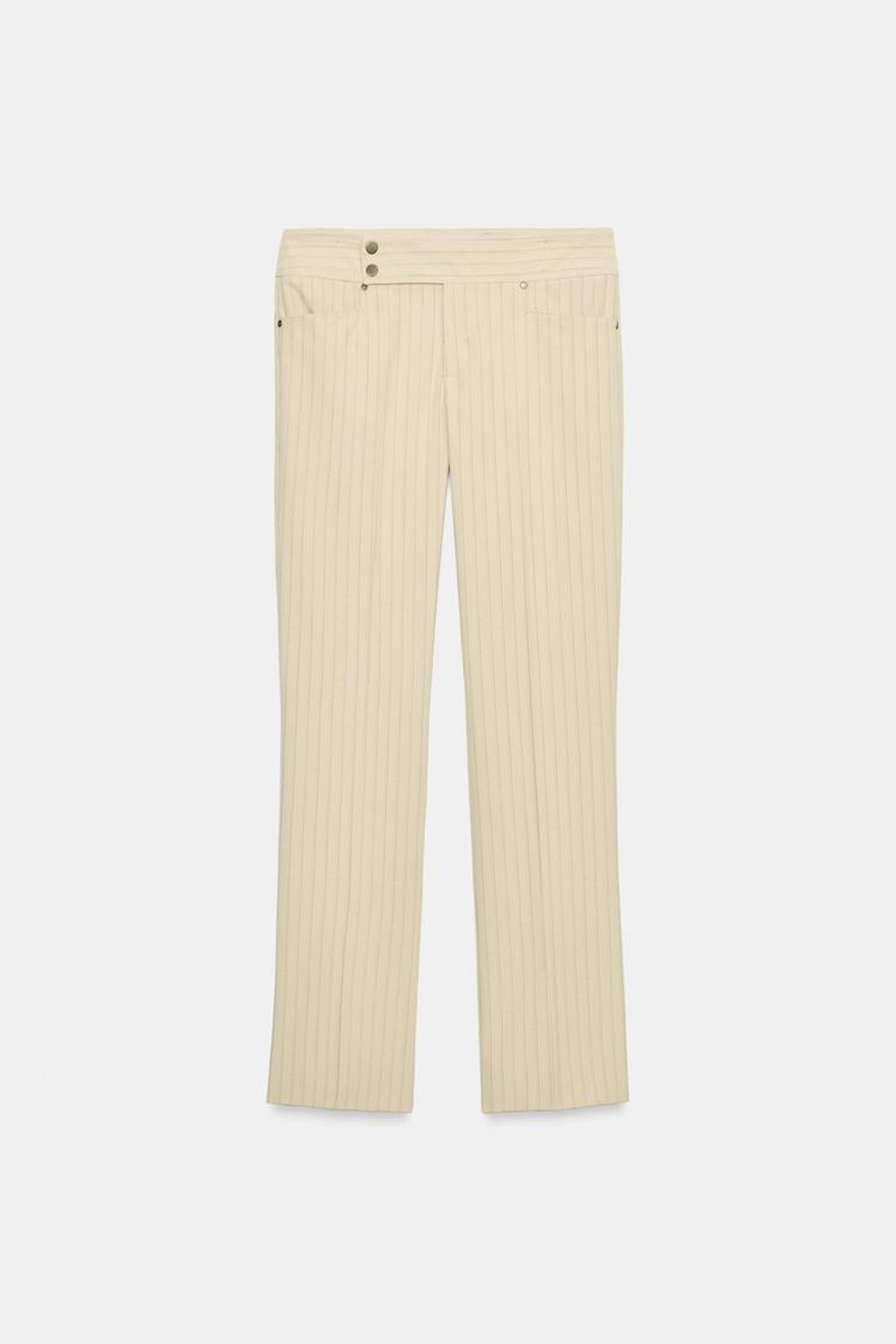 ZARA ПРЯМЫЕ БРЮКИ В ТОНКУЮ ПОЛОСКУ, ПЕСОЧНЫЙ