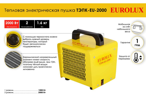 Тепловая пушка электрическая Eurolux ТЭПК-EU-2000