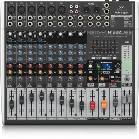 Behringer X1222USB -микшер,4моно,4стер.,6 мик.предусил,2 AUX-шины,процессор эффектов, USB,эквалайзер