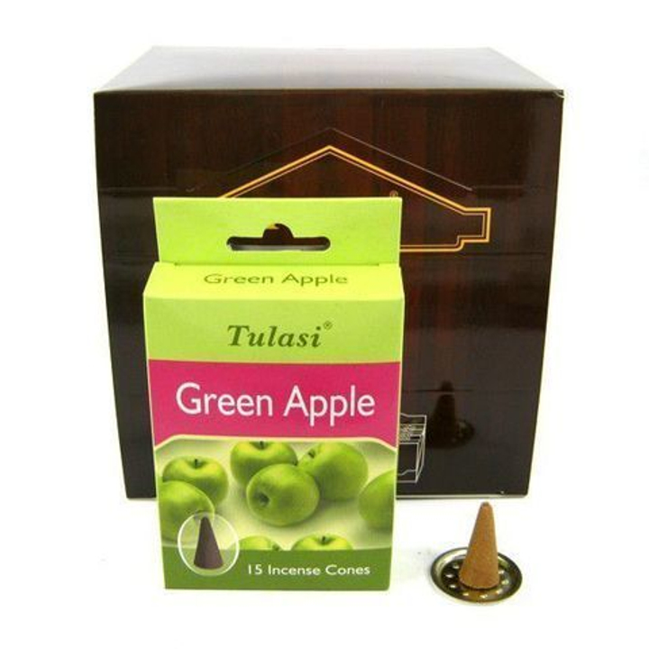 Tulasi Green Apple Благовоние-конус Зеленое яблоко 15 шт
