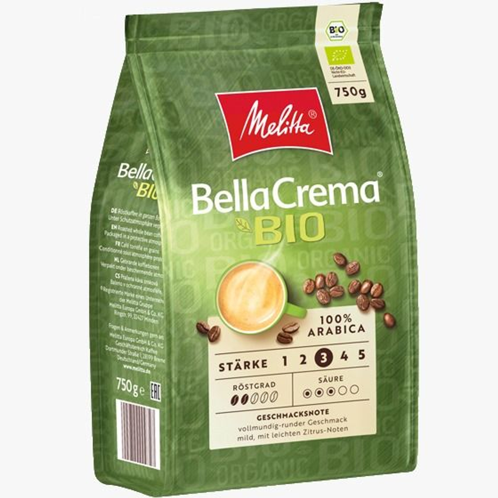 Кофе зерновой MELITTA BellaCrema BIO, 750 г (Из Финляндии)