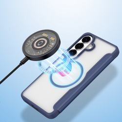 Чехол книжка синего цвета с MagSafe для Samsung Galaxy S26+ Плюс, серия Skin X Pro Series от Dux Ducis