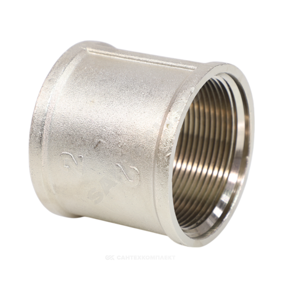 Муфта латунь никель Ду 40 (1 1/2") ВР/ВР VALFEX VF.170.N.112