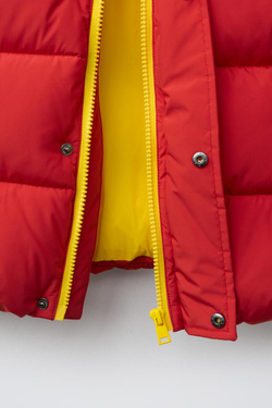 ZARA СТЕГАНОЕ ПАЛЬТО КОМБИНИРОВАННОЕ WATER REPELLENT, КРАСНЫЙ