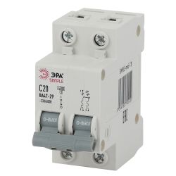 Автоматический выключатель ЭРА SIMPLE SIMPLE-mod-13 ВА 47-29 2P 20А кривая С 4,5кА | Электротовары