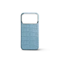 Чехол для iPhone 18 - Натуральная кожа аллигатора - Голубой