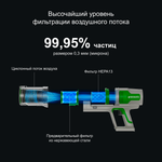 Пылесос вертикальный акк. Greenworks SV24532, 24V, б/щет, 350 Вт, 21 кПа, электрощетка, 3 насадки, LED, белый+зеленый, без АКБ с ЗУ (4702007)