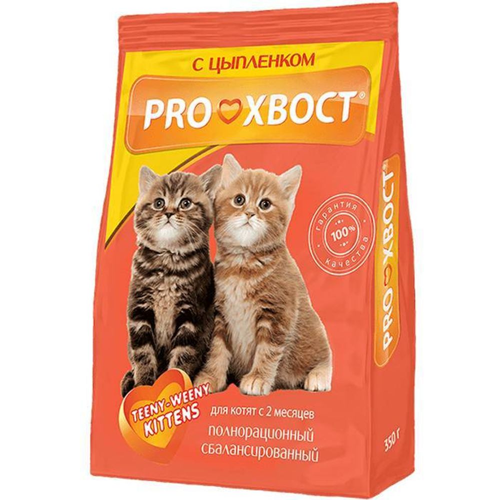 PROХВОСТ Корм сухой для кошек с курицей, 350 гр