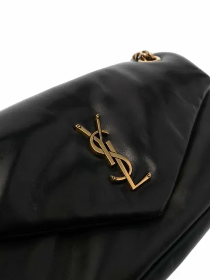 Маленькая сумка через плечо Saint Laurent Puffer черный