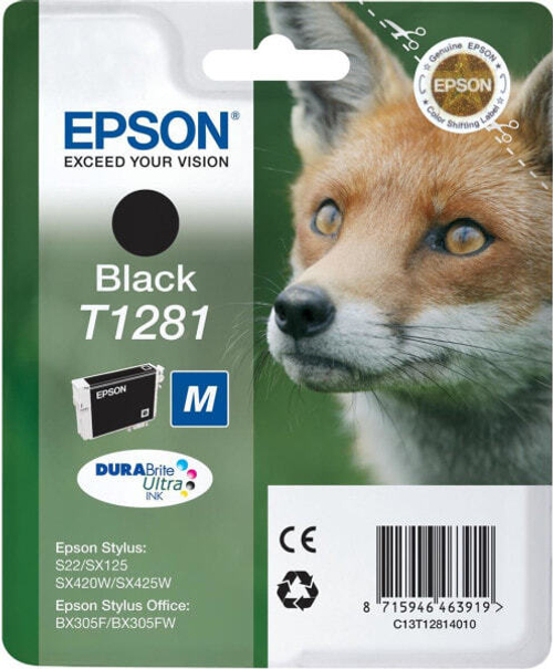 Epson Fox Singlepack Black T1281 DURABrite Ultra Ink C13T12814011