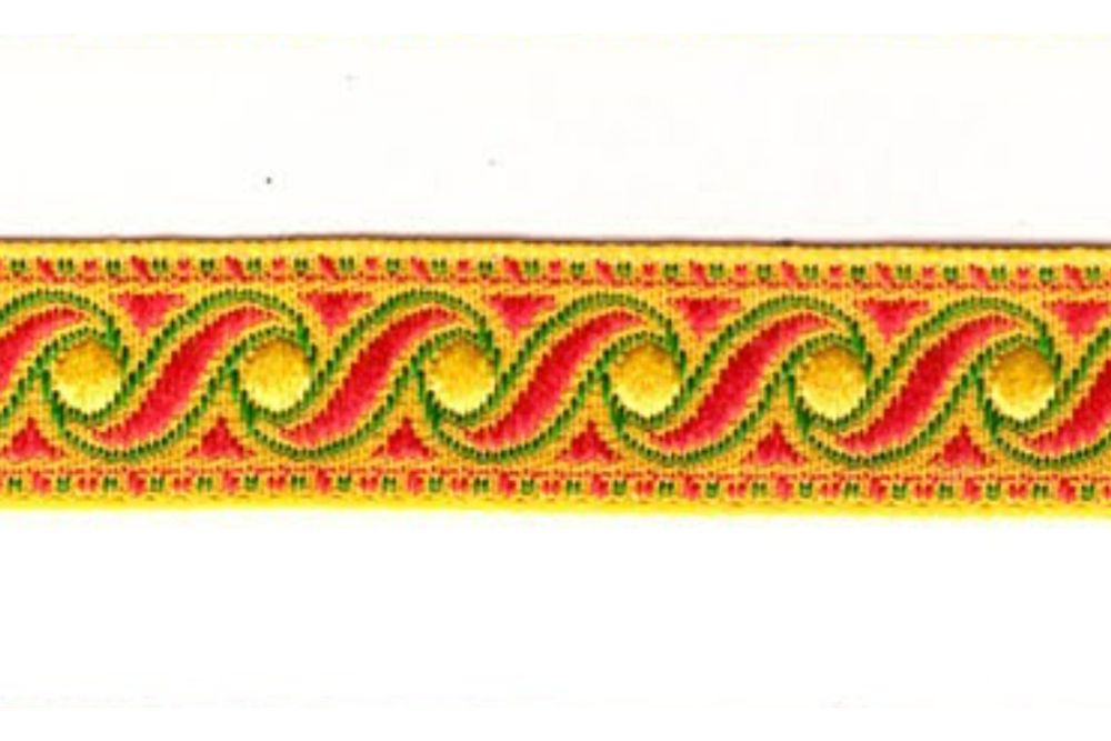 Тесьма жаккард, рис. 9399, ш. 1,8 см, жёлто-оранжевый