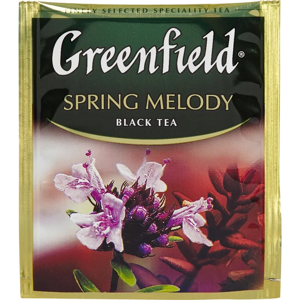 Чай чёрный Greenfield Spring Melody 100 пакетиков (чёрная смородина, мята, чабрец)