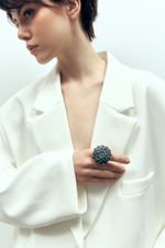 Кольцо Георгин Гранд / XL, серый фарфор