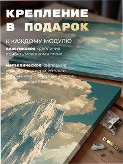 Картина Космический закат модульная 50x70см 3шт., на деревянном подрамнике
