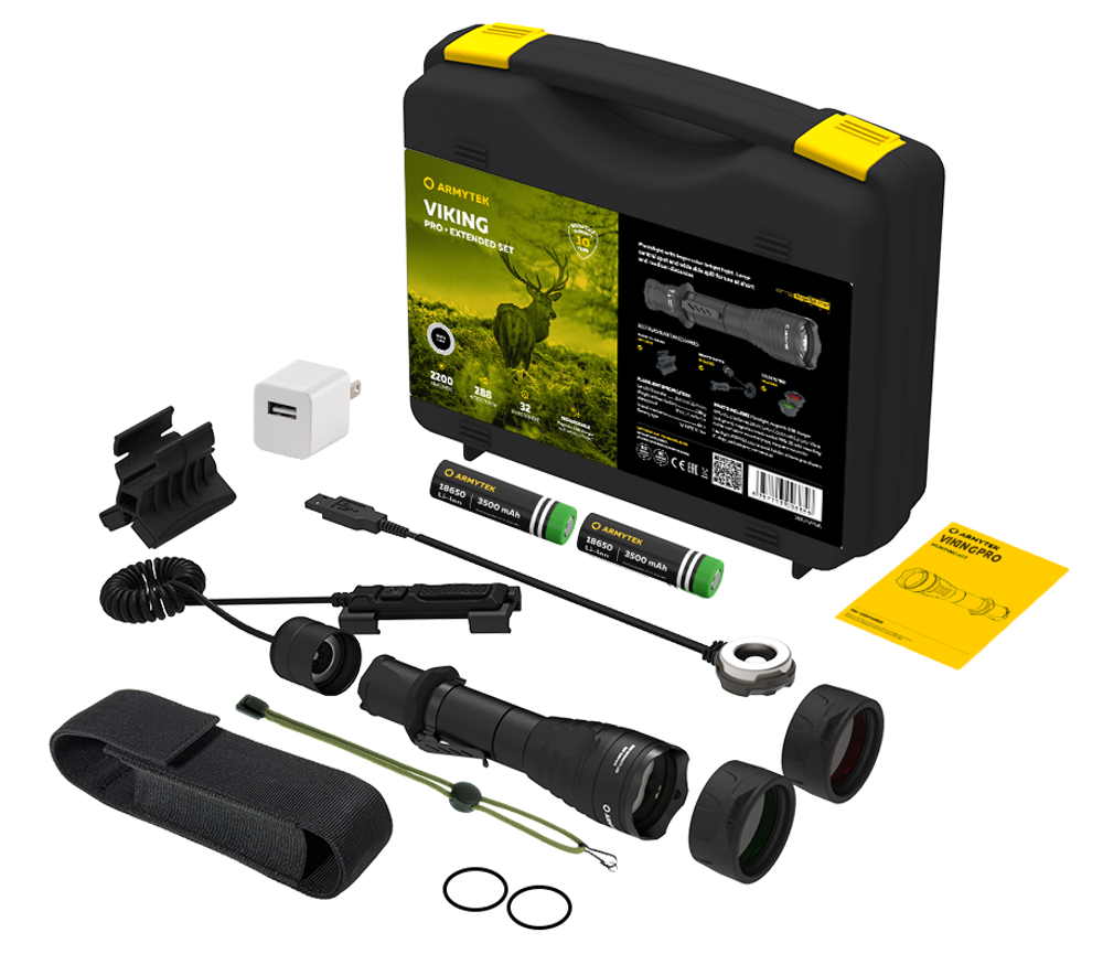 Набор охотника ARMYTEK Viking Pro Magnet USB Extended Set,2050 лм,теплый свет,  F07702W