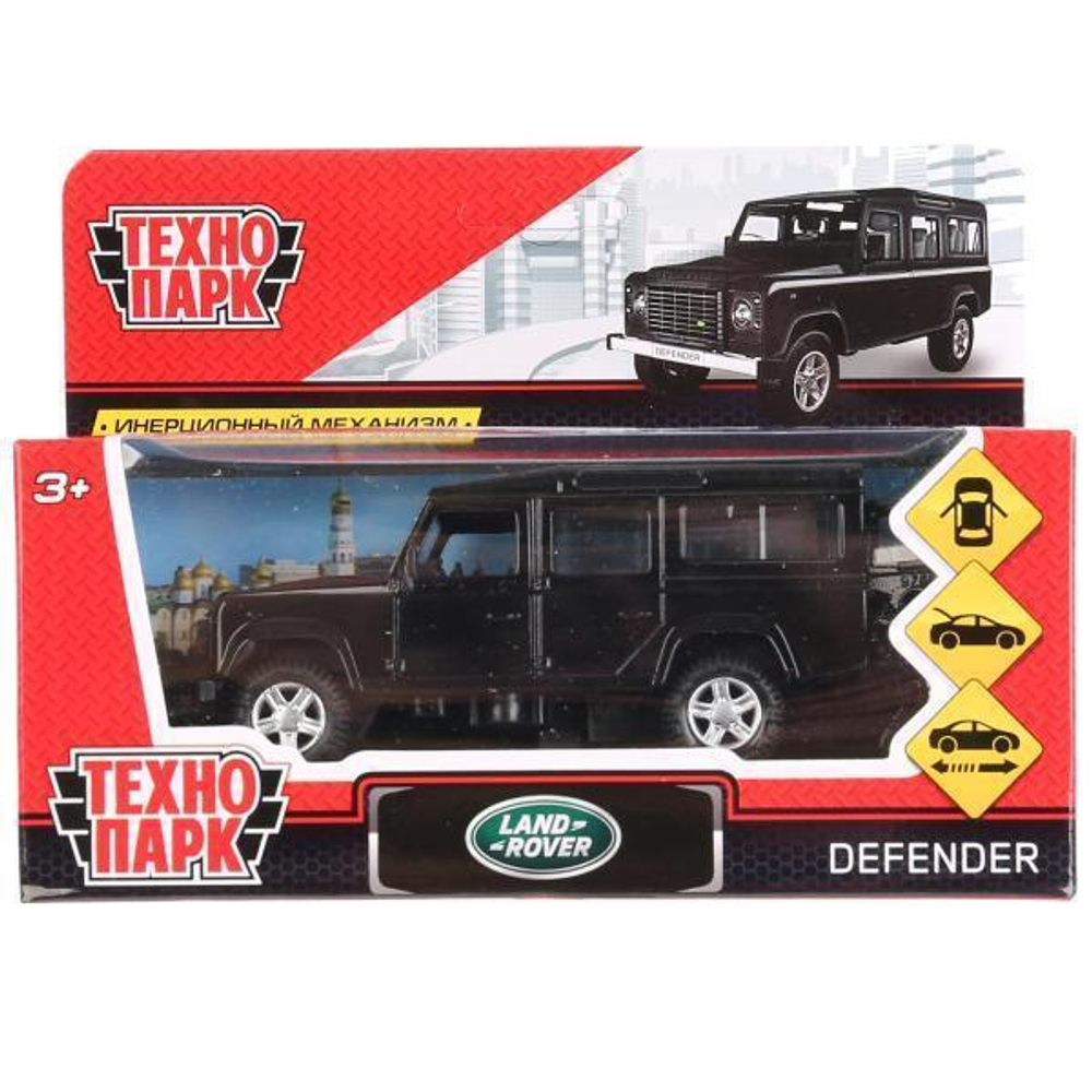 Модель ин. мет. "Land Rover Defender" 12см, открыв. двери, черный, в коробка DEFENDER-BK (Технопарк)