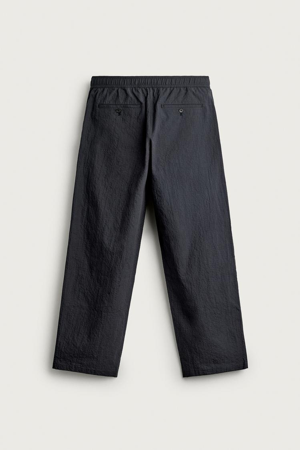 ZARA БРЮКИ STRAIGHT FIT ИЗ ТКАНИ СИРСАКЕР, МОРСКОЙ СИНИЙ