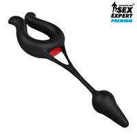 Черная вибронасадка с анальной втулкой Bior Toys Sex Expert SEM-55240