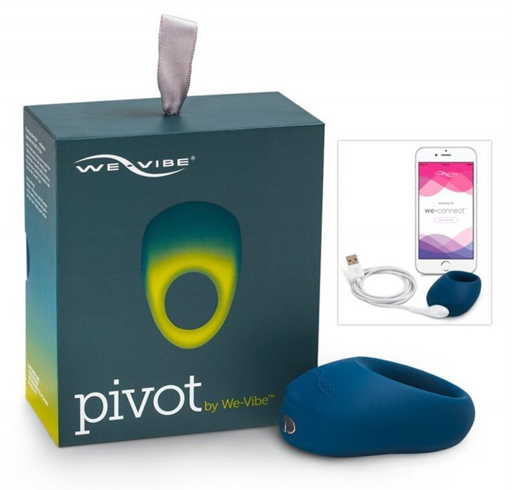 Перезаряжаемое водонепроницаемое вибрирующее эрекционное кольцо Pivot We-Vibe (10 режимов, синхронизируется со смартфоном) (Цвет: темно-синий)