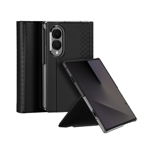 Чехол из кожи черного цвета с магнитной крышкой для Samsung Galaxy Z Fold 8, серия Bril Series (Magnetic Version) от Dux Ducis