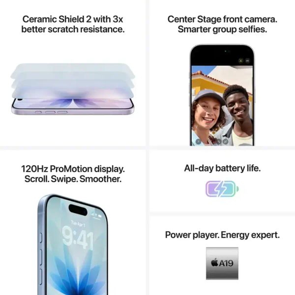 Смартфон Apple iPhone 17 256 ГБ (nano-SIM и eSIM), Синий | Mist Blue