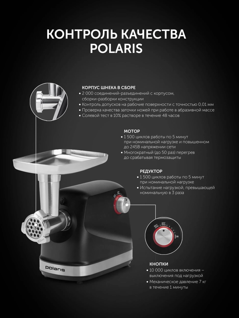Мясорубка POLARIS PMG 2582 черный